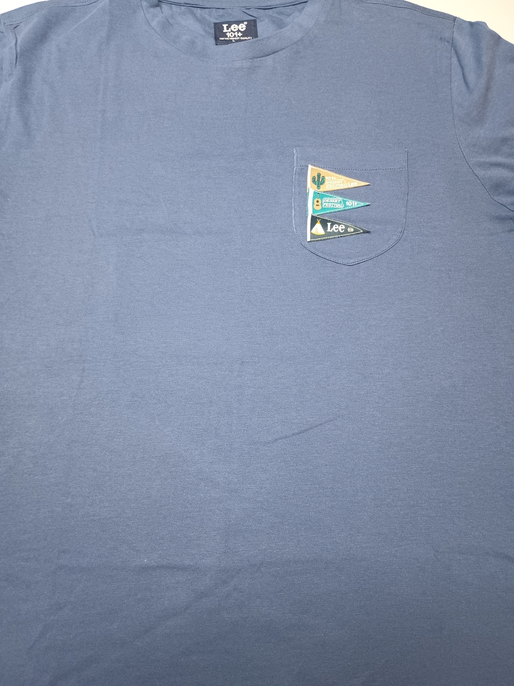 Lee 101+ Indigo Solid Slim Fit T Shirt Size L